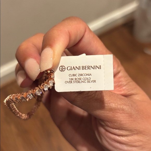 18k Rose Gold over Sterling Silver Tennis Bracelet. - Picture 4 of 4